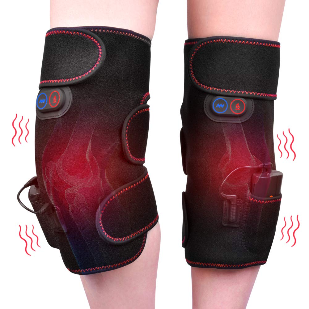 Wireless Heated Knee Massager Vibration Knee Pads Heated Knee Wrap for Pain Relief - Arthritis Injury Recovery